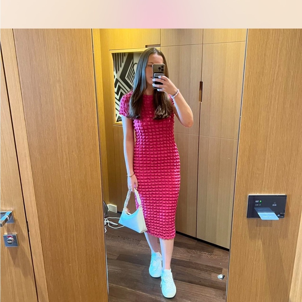 Amanda Uprichard pink Textured Midi Dress